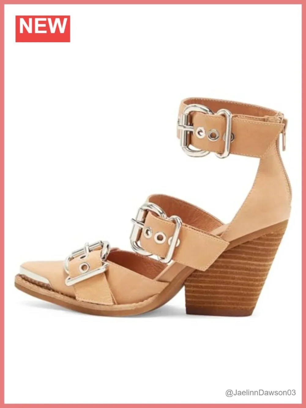 Chunky Heels for Women Wedge Stacked Heeled Sandals Pointed Toe PU Faux Leather